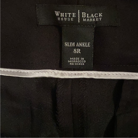 WHBM Slim Ankle Length Black Dress Pants Tuxedo Stripe  8 - Picture 6 of 10
